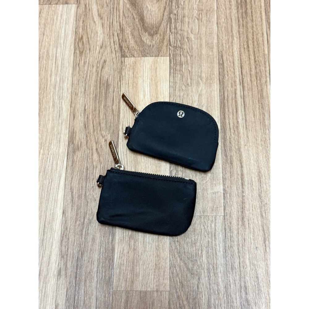 Lululemon Black Nylon Coin Pouch Set Gold Hardware Set of Two